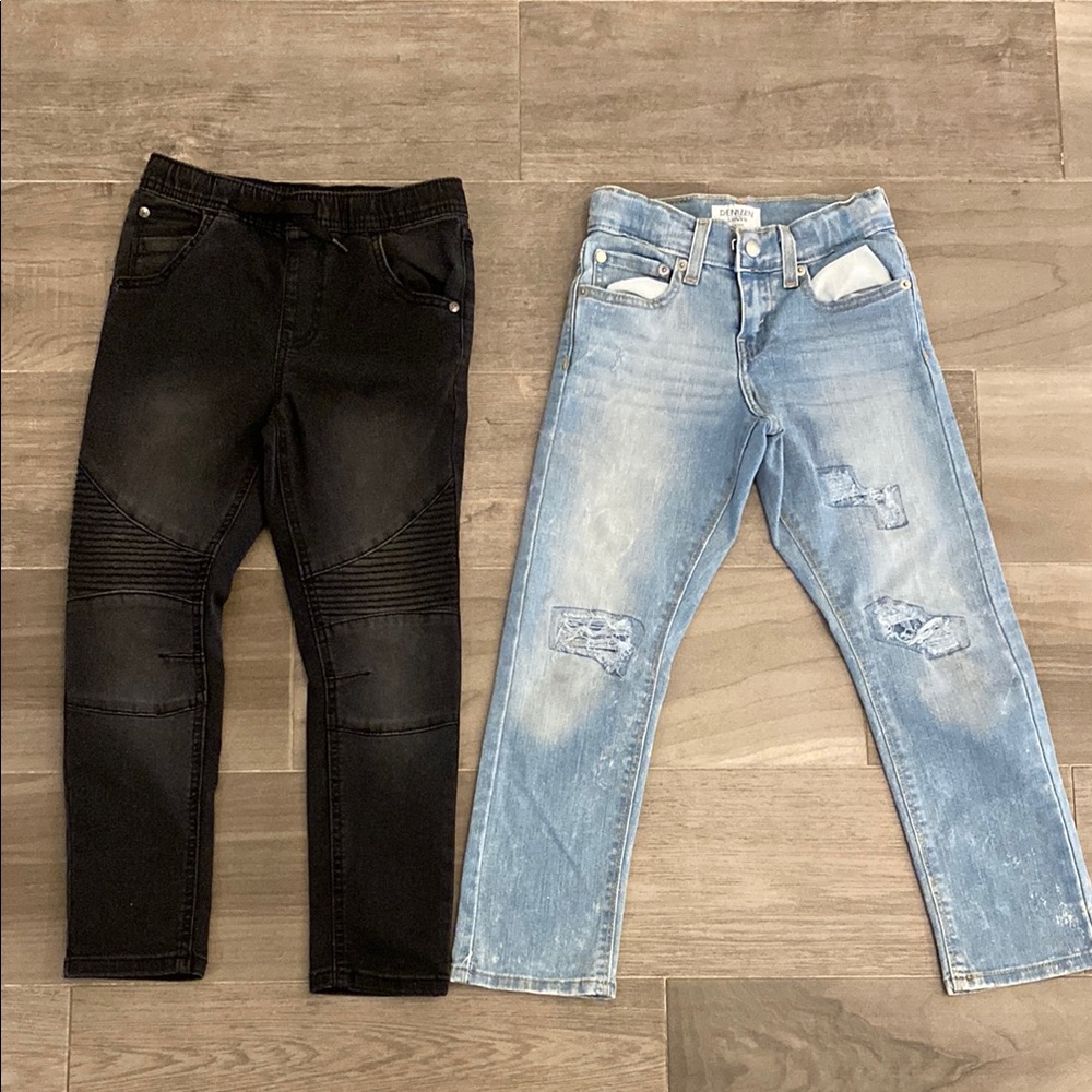 Boys Black and Light Blue Distressed Jeans Set, Sz 7